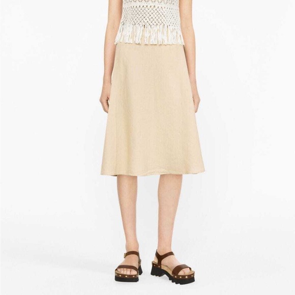 Ralph Lauren Collection Lined Silk Midi Skirt in Neutral, Size 24 - Picture 1 of 5